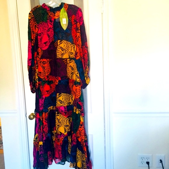 Farm Rio Women's Orange Midnight Leopards Maxi Dress - Picture 11 of 11